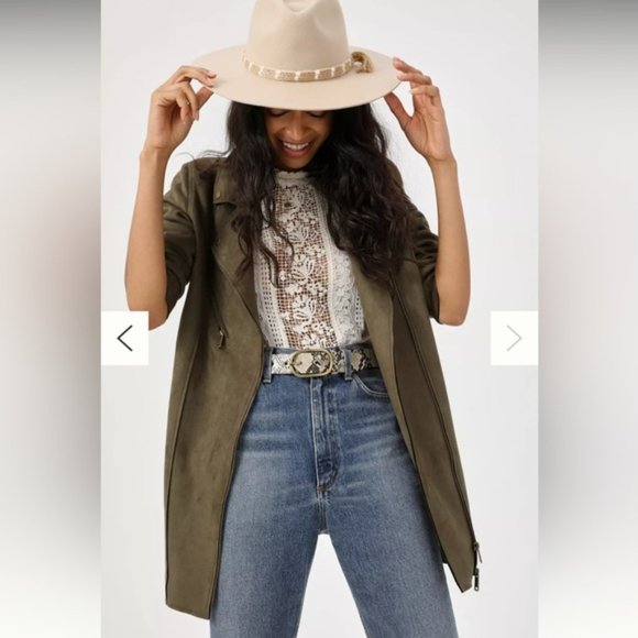 ❗️SOLD❗️By Anthropologie Ripley Sueded Longline Moto Faux Suede Jacket Size XL - Picture 2 of 10